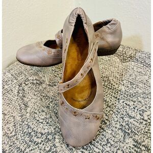 Taos “Step It Up” Embroidered Leather Mary Jane Flats - Size 38